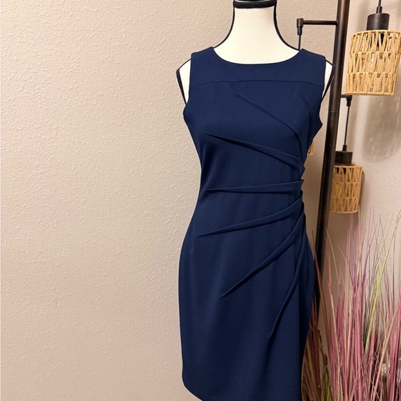 Calvin Klein Navy Blue Petite Sleeveless Sheath Dress, Size 6P - Picture 1 of 5
